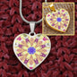 Byzantium Garden : Golden sun Patern Heart charm necklace, Gold or Silver Plated with chain necklace- In luxury packaging - Free standard shipping