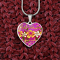 heart template-golden daisies magenta Golden Daisies : Heart charm necklace, Gold or Silver Plated with chain necklace- In luxury packaging - Free standard shipping