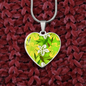 heart template-golden daisies green Golden Daisies : Heart charm necklace, Gold or Silver Plated with chain necklace- In luxury packaging - Free standard shipping