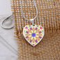 Byzantium Garden : Golden sun Patern Heart charm necklace, Gold or Silver Plated with chain necklace- In luxury packaging - Free standard shipping
