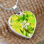heart template-golden daisies green Golden Daisies : Heart charm necklace, Gold or Silver Plated with chain necklace- In luxury packaging - Free standard shipping