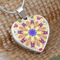 Byzantium Garden : Golden sun Patern Heart charm necklace, Gold or Silver Plated with chain necklace- In luxury packaging - Free standard shipping