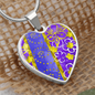 heart template-golden daisies purple Golden Daisies : Heart charm necklace, Gold or Silver Plated with chain necklace- In luxury packaging - Free standard shipping