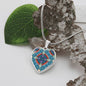 Byzantium Garden : Blue pattern, Heart charm necklace, Gold or Silver Plated with chain necklace- In luxury packaging - Free standard shipping