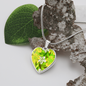 heart template-golden daisies green Golden Daisies : Heart charm necklace, Gold or Silver Plated with chain necklace- In luxury packaging - Free standard shipping