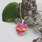 heart template-golden daisies magenta Golden Daisies : Heart charm necklace, Gold or Silver Plated with chain necklace- In luxury packaging - Free standard shipping