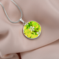 round template - golden daisiesGreen Golden Daisies : Round Charm, Gold or Silver Plated, with strong chain necklace - In luxury packaging - Free standard shipping