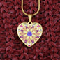 Byzantium Garden : Golden sun Patern Heart charm necklace, Gold or Silver Plated with chain necklace- In luxury packaging - Free standard shipping