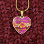 heart template-golden daisies magenta Golden Daisies : Heart charm necklace, Gold or Silver Plated with chain necklace- In luxury packaging - Free standard shipping