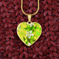 heart template-golden daisies green Golden Daisies : Heart charm necklace, Gold or Silver Plated with chain necklace- In luxury packaging - Free standard shipping