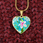 heart template-golden daisies Turquoise Golden Daisies : Heart charm necklace, Gold or Silver Plated with chain necklace- In luxury packaging - Free standard shipping