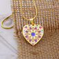 Byzantium Garden : Golden sun Patern Heart charm necklace, Gold or Silver Plated with chain necklace- In luxury packaging - Free standard shipping