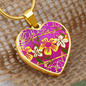 heart template-golden daisies magenta Golden Daisies : Heart charm necklace, Gold or Silver Plated with chain necklace- In luxury packaging - Free standard shipping