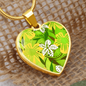 heart template-golden daisies green Golden Daisies : Heart charm necklace, Gold or Silver Plated with chain necklace- In luxury packaging - Free standard shipping
