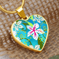 heart template-golden daisies Turquoise Golden Daisies : Heart charm necklace, Gold or Silver Plated with chain necklace- In luxury packaging - Free standard shipping