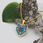 Byzantium Garden : Blue pattern, Heart charm necklace, Gold or Silver Plated with chain necklace- In luxury packaging - Free standard shipping