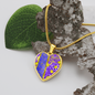 heart template-golden daisies purple Golden Daisies : Heart charm necklace, Gold or Silver Plated with chain necklace- In luxury packaging - Free standard shipping