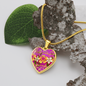 heart template-golden daisies magenta Golden Daisies : Heart charm necklace, Gold or Silver Plated with chain necklace- In luxury packaging - Free standard shipping