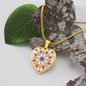 Byzantium Garden : Golden sun Patern Heart charm necklace, Gold or Silver Plated with chain necklace- In luxury packaging - Free standard shipping