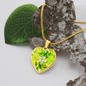 heart template-golden daisies green Golden Daisies : Heart charm necklace, Gold or Silver Plated with chain necklace- In luxury packaging - Free standard shipping