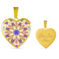 Byzantium Garden : Golden sun Patern Heart charm necklace, Gold or Silver Plated with chain necklace- In luxury packaging - Free standard shipping