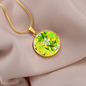 round template - golden daisiesGreen Golden Daisies : Round Charm, Gold or Silver Plated, with strong chain necklace - In luxury packaging - Free standard shipping