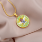 Health Angel : Round Charm, Gold or Silver Plated, with strong chain necklace - In luxury packaging - Free standard shipping