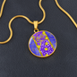 round template - golden daisies Purple Golden Daisies : Round Charm, Gold or Silver Plated, with strong chain necklace - In luxury packaging - Free standard shipping