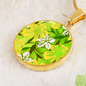 round template - golden daisiesGreen Golden Daisies : Round Charm, Gold or Silver Plated, with strong chain necklace - In luxury packaging - Free standard shipping