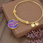 round template - golden daisies Purple Golden Daisies : Round Charm Bracelet, Gold or Silver Plated - In luxury packaging - Free standard shipping