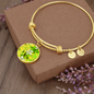 round template - golden daisiesGreen Golden Daisies : Round Charm Bracelet, Gold or Silver Plated - In luxury packaging - Free standard shipping