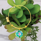 round template - golden daisiesTurquoise Golden Daisies : Round Charm Bracelet, Gold or Silver Plated - In luxury packaging - Free standard shipping