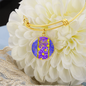 round template - golden daisies Purple Golden Daisies : Round Charm Bracelet, Gold or Silver Plated - In luxury packaging - Free standard shipping