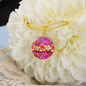 round template - golden daisies Magenta Golden Daisies : Round Charm Bracelet, Gold or Silver Plated - In luxury packaging - Free standard shipping
