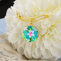 round template - golden daisiesTurquoise Golden Daisies : Round Charm Bracelet, Gold or Silver Plated - In luxury packaging - Free standard shipping