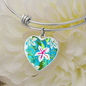 heart template-golden daisies Turquoise Golden Daisies : Heart charm Bracelet, Gold or Silver Plated - In luxury packaging - Free standard shipping