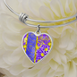 heart template-golden daisies purple Golden Daisies : Heart charm Bracelet, Gold or Silver Plated - In luxury packaging - Free standard shipping