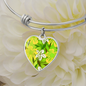 heart template-golden daisies green Golden Daisies : Heart charm Bracelet, Gold or Silver Plated - In luxury packaging - Free standard shipping