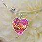 heart template-golden daisies magenta Golden Daisies : Heart charm Bracelet, Gold or Silver Plated - In luxury packaging - Free standard shipping