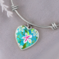heart template-golden daisies Turquoise Golden Daisies : Heart charm Bracelet, Gold or Silver Plated - In luxury packaging - Free standard shipping