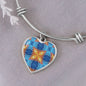Byzantium Garden : Orange blue pattern, Byzantium Garden : Green pattern - Heart charm Bracelet, Gold or Silver Plated - In luxury packaging - Free standard shipping