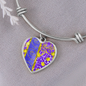 heart template-golden daisies purple Golden Daisies : Heart charm Bracelet, Gold or Silver Plated - In luxury packaging - Free standard shipping