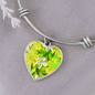 heart template-golden daisies green Golden Daisies : Heart charm Bracelet, Gold or Silver Plated - In luxury packaging - Free standard shipping