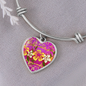 heart template-golden daisies magenta Golden Daisies : Heart charm Bracelet, Gold or Silver Plated - In luxury packaging - Free standard shipping