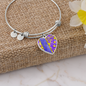heart template-golden daisies purple Golden Daisies : Heart charm Bracelet, Gold or Silver Plated - In luxury packaging - Free standard shipping