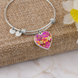 heart template-golden daisies magenta Golden Daisies : Heart charm Bracelet, Gold or Silver Plated - In luxury packaging - Free standard shipping