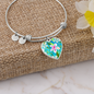 heart template-golden daisies Turquoise Golden Daisies : Heart charm Bracelet, Gold or Silver Plated - In luxury packaging - Free standard shipping