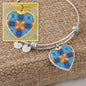 Byzantium Garden : Orange blue pattern, Byzantium Garden : Green pattern - Heart charm Bracelet, Gold or Silver Plated - In luxury packaging - Free standard shipping