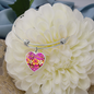 heart template-golden daisies magenta Golden Daisies : Heart charm Bracelet, Gold or Silver Plated - In luxury packaging - Free standard shipping
