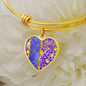 heart template-golden daisies purple Golden Daisies : Heart charm Bracelet, Gold or Silver Plated - In luxury packaging - Free standard shipping